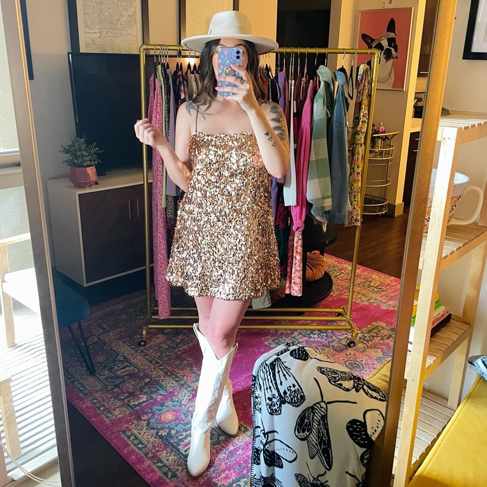 NEW Showpo Rose Gold Sequin Mini Dress